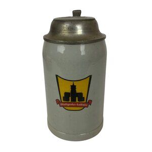 Wick-Werke Stuttgarter Hofbräu Stoneware Beer Stein Pewter Lid .5L Collectible